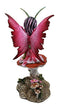 Whimsical Pink Elf Fairy With Flying Frog Fairy Messenger Decorative Figurine