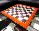 15"X15" Redwood Trim Chess Board With Black And Silver Silk Screen Inner Squares