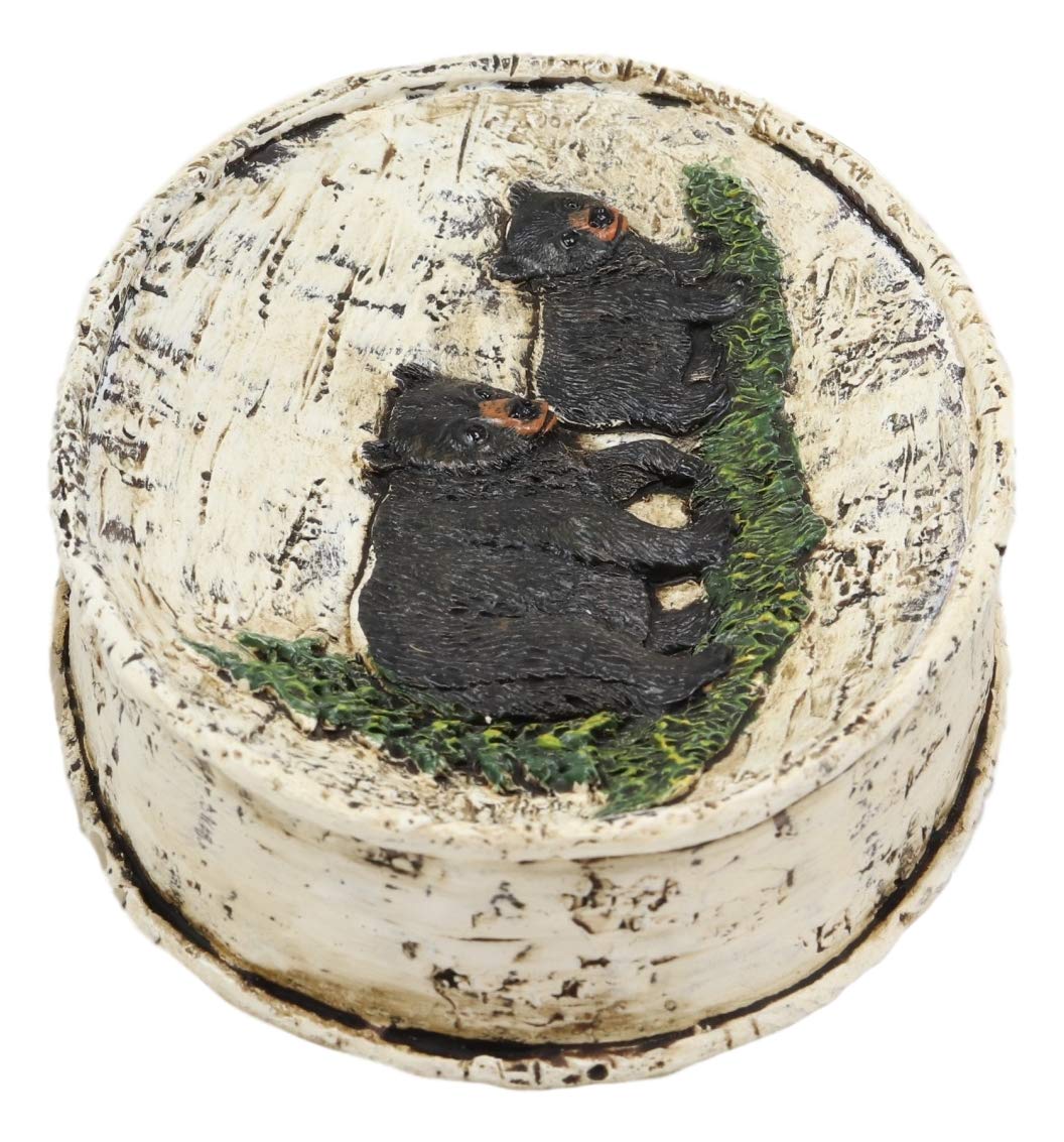 Ebros Rustic Black Bear in Pine Tree Bathroom Bar Soap Dish W/ Birch Wood Finish - Ebros Gift