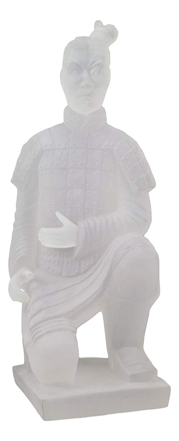 Ebros Ancient Chinese Qin Dynasty Emperor Kneeling Terracotta Army Foot Soldier Warrior Statue 12.75" Tall Acrylic Resin Antique Reproduction Historical Decor Figurine