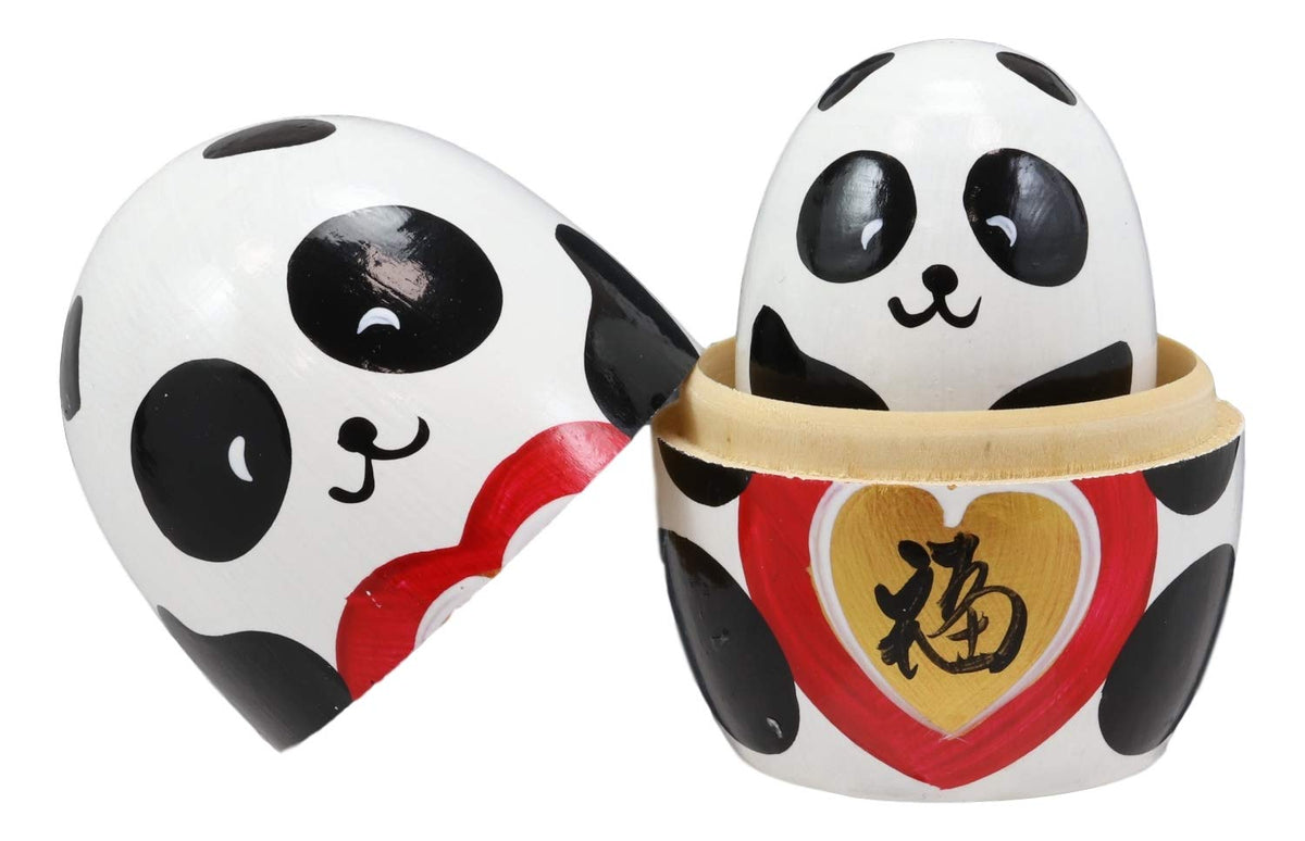 Ebros Giant Panda Bear Wooden Toy Stacking Nesting Dolls 5 Piece Matryoshka