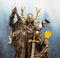 Arthurian Legend Wizard Merlin With Excalibur Sword Statue Magic Fire Prophet