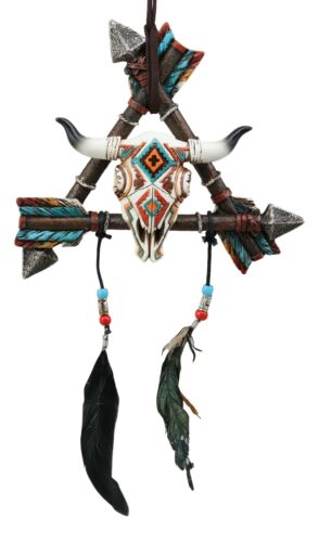 Native Indian 3 Arrows White Buffalo Bison Dream Catcher Wall Hanging Home Decor