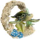 Ebros Nautical Marine Green Sea Turtle Swimming By Coral Reef Decor Figurine 6"L