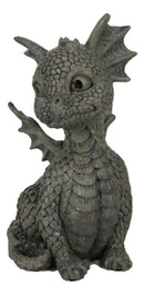 Whimsical Dainty Garden Dragon Sitting Figurine Faux Stone Fantasy Decor