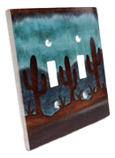 Pack of 2 Southwestern Desert Cactus Double Toggle Switch Wall Electrical Plate