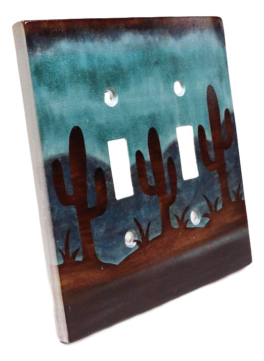 Pack of 2 Southwestern Desert Cactus Double Toggle Switch Wall Electrical Plate