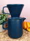 Blue Porcelain Coffee Maker Carafe Pot With Pour Over Dripper Filter Cup Set