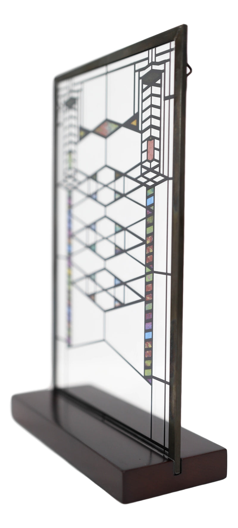 Ebros Frank Lloyd Wright Robie House Modern Stained Glass Metal Framed Hanging Wall Decor