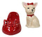 Red Ribbon Chihuahua In Red Pump Heel Shoe Salt And Pepper Shakers Ceramic Set