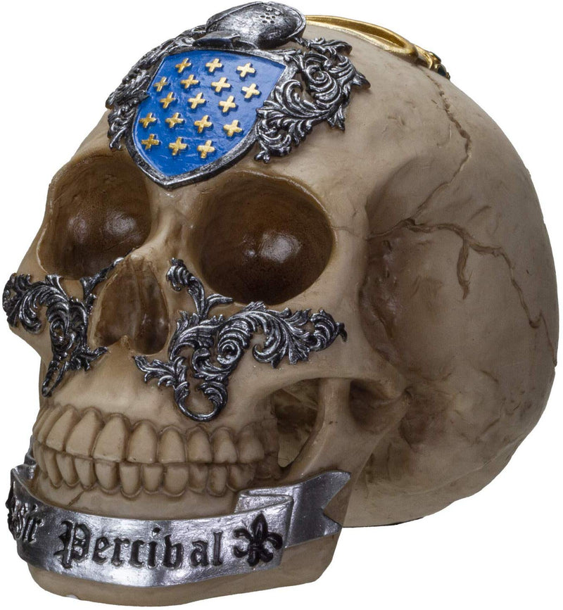 Ebros The Knights of The Round Table Skulls Sir Percival Resin Skull Figurine