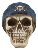 Ebros Gangster Thug Skull With Blue Crossbones Beanie Hat Figurine 6"L Skeleton Skulls