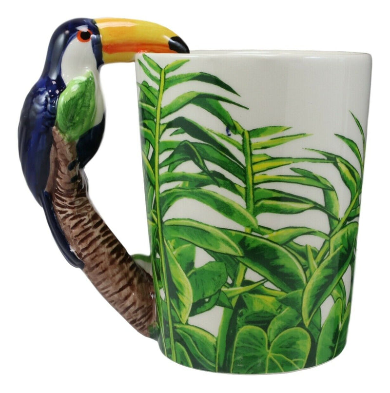 Tropical Rainforest Paradise Toucan Bird Perching On Tree Branch Cup Mug 12oz