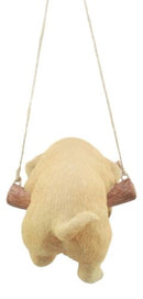 Lifelike Yellow Labrador Puppy Macrame Branch Hanger 5"Tall With Jute Strings
