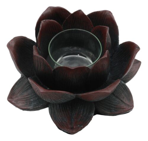 Ebros Lotus Meditation Flower Tea Light Candle Holder 4.5"W (Bronze Patina)