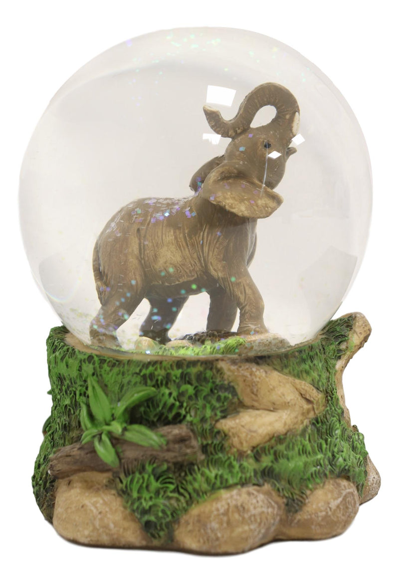 Safari Grasslands Savanna African Bush Elephant Glitter Water Globe Figurine