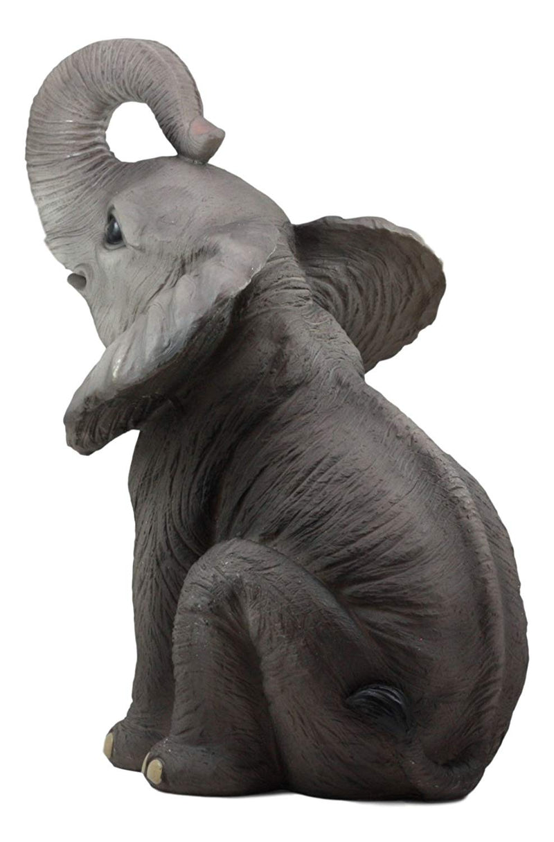 Ebros Ruby The Elephant Sitting Pretty with Trunk Up Large Statue 17" Tall