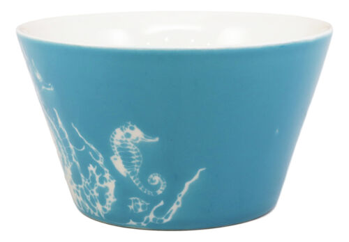 Ebros Pack Of 2 Nautical Ocean Seahorse Abstract Art Blue Bowl Set of 2 16 Ounces 5.5"D