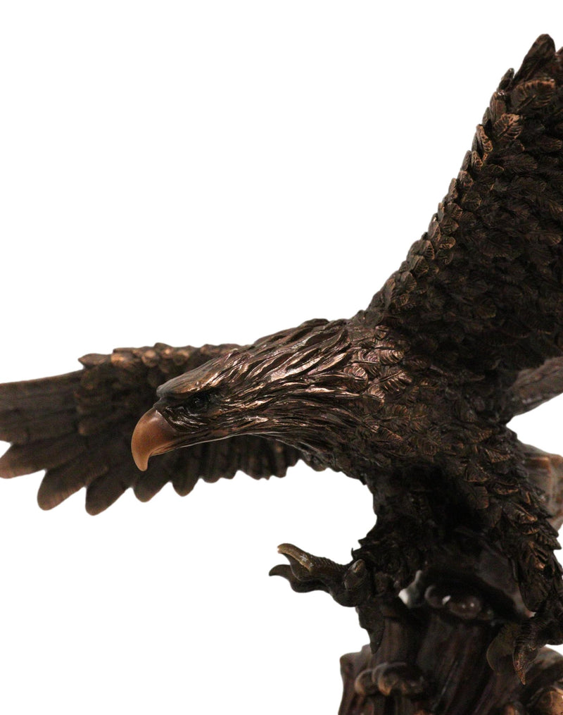 American Bald Eagle Swooping Towards Water Bronze Electroplated Resin Figurine