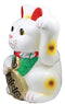 Japanese Lucky Charm White Beckoning Cat Maneki Neko Money Bank Statue 12.5"H