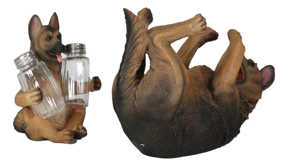 Ebros Dog German Shepherd Wine Holder and Salt Pepper Shakers Holder Set