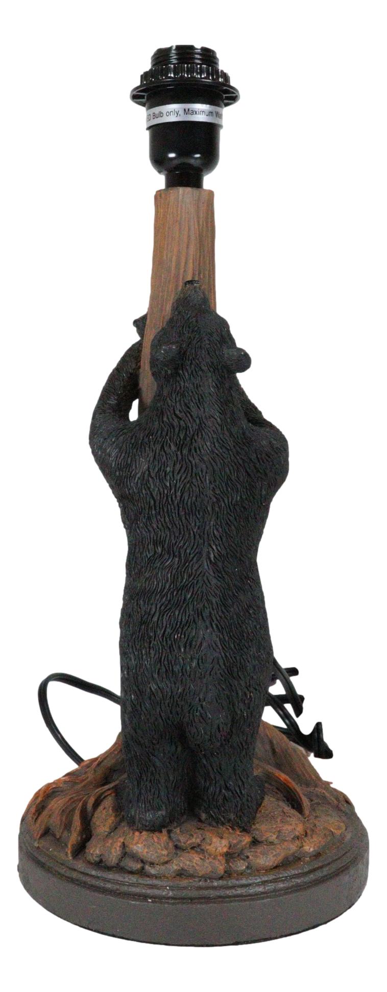 Rustic Cabin Mama Bear And Sleeping Cub On Tree Branch Table Lamp W/Shade Decor