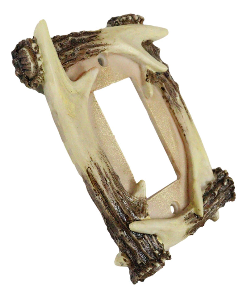Set of 2 Rustic Forest Stag Deer Antlers Single Rocker Wall Switch Cover Plates