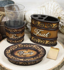 Rustic Tuscany Scroll Family Love Tumbler Cup Soap Dish & Toothbrush Holder Set