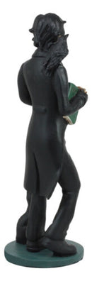 Ebros Gothic Day Of The Dead Edgar Allan Poe Statue With Raven Skeleton Figurine 5.5"H