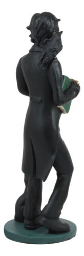Ebros Gothic Day Of The Dead Edgar Allan Poe Statue With Raven Skeleton Figurine 5.5"H
