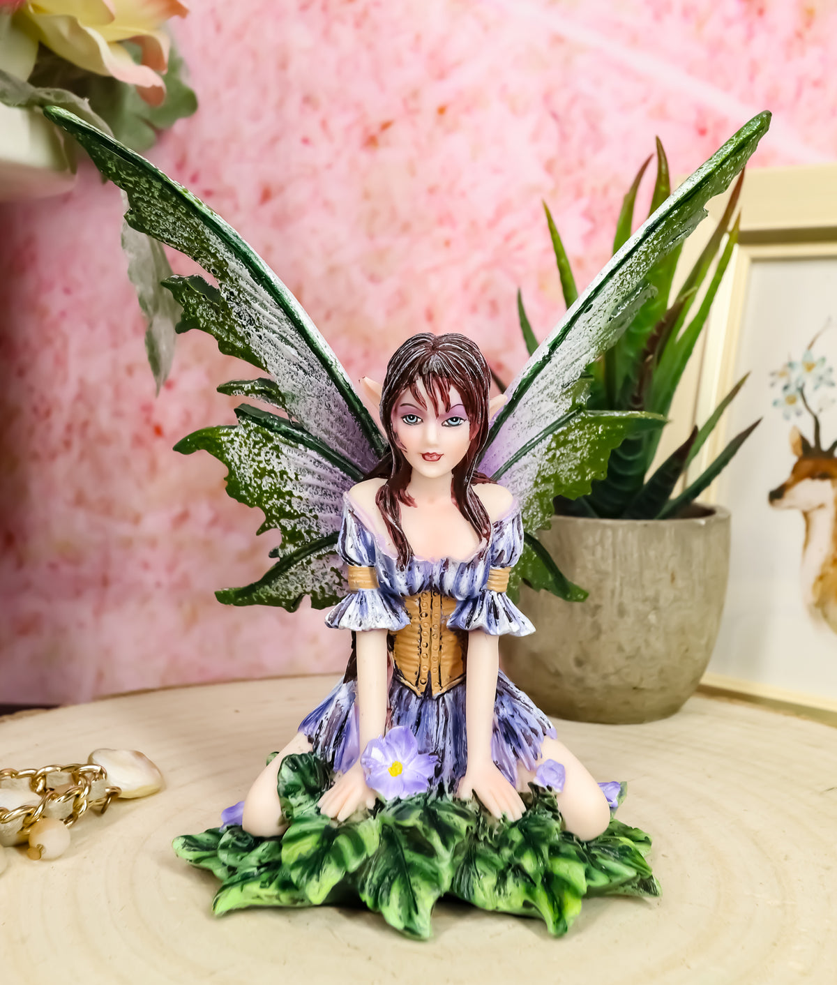 Ebros Amy Brown Whimsical "Viola" Violet Flower Garden Fairy Figurine Fae Statue