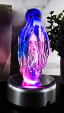 Ebros Hand Blown Glass Glow In The Dark Jellyfish W/ Blue Octopus Figurine