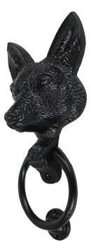 Black Powder Coated Metal Rustic Whimsical Animal Sly Fox Door Knocker Plaque