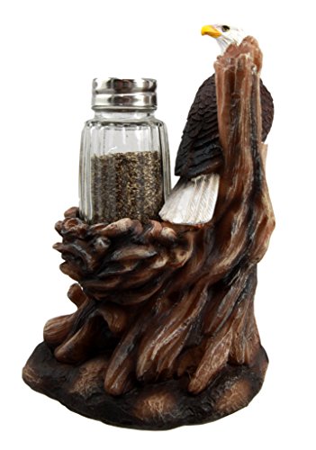 Ebros Bald Eagle Residing By Its Nests Salt and Pepper Shaker Set Holder 6.5"H