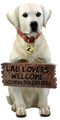 Ebros Gift Lifelike Pet Pal Labrador Retriever Statue 13.25" H Golden Retriever Dog with Jingle Collar and Greeting Sign As Patio Welcome Home Decor Sculpture (Yellow)