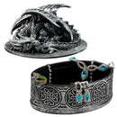 Oval Celtic Knotwork Mythical Sleeping Dragon Decorative Box Trinket Jewelry Box