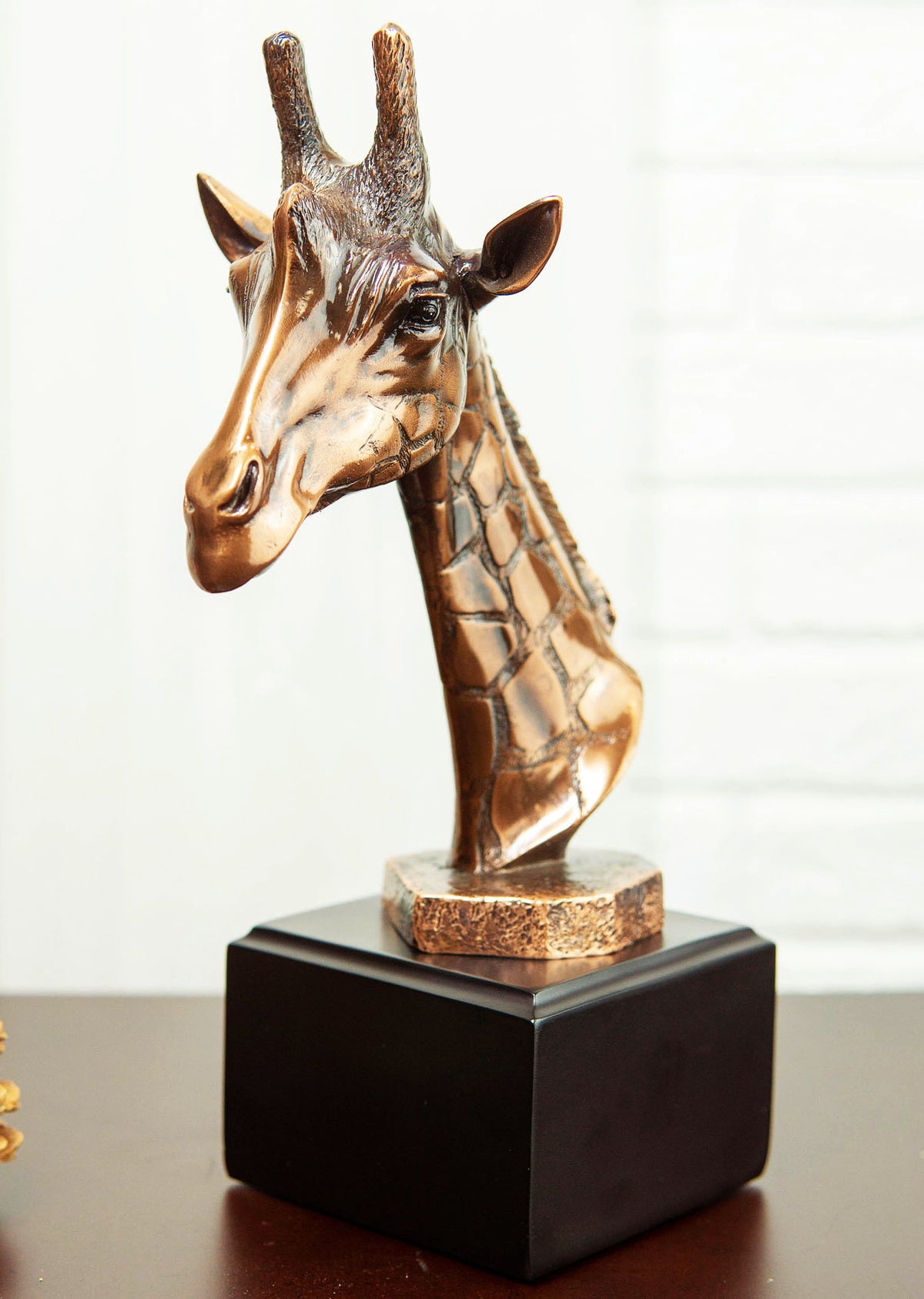 Wild Safari Giraffe Head Bust Electroplated Bronze Finish Statue With Base - Ebros Gift