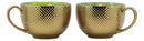 Large Luxury Gold Plated Green Trio Clovers Drink Tea Coffee Mug 28oz Set Of Two