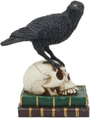 Ebros Dark Raven 7.25"Tall Raven Crow On Skull of Bibliography Figurine