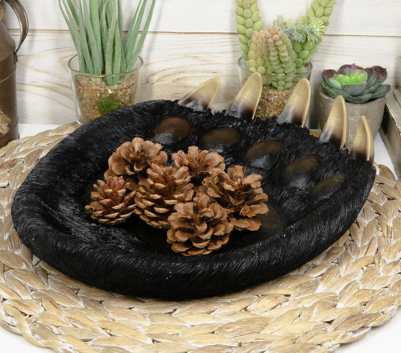 Rustic Large Black Bear Paw With Claws Fruit Platter Candy Treat Bowl Plate 12"W