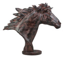 Large Antique Bronze Resin Finish Stallion Horse Head Bust Statue 20.25"Long