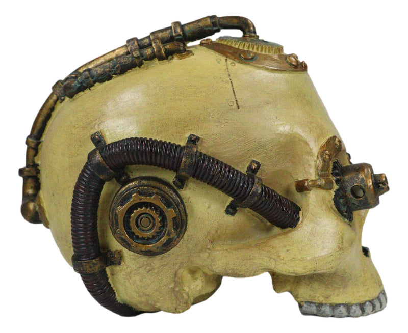 Ebros Steampunk Design Human Skull Statue Sci-Fi 7.5"L Figurine