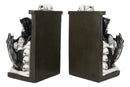 Gothic Grim Reaper Sitting On Skulls And Skeleton Bones Thrones Bookends Statue