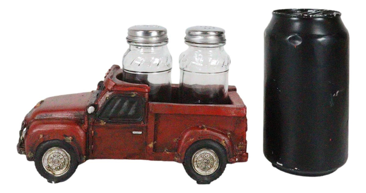 Old Fashioned Nostalgic Red Pickup Truck Holder For Glass Salt Pepper Shakers