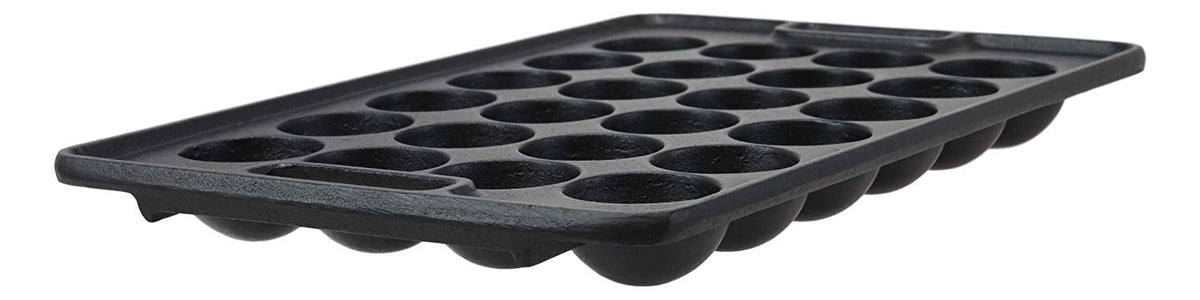 Ebros Gift Rectangular Traditional Cast Iron Japanese Street Food Takoyaki Stuffed Mushrooms Dessert Cakes Snacks Special Cooking Plate Pan Takoyaki-Nabe With Side Handle Holes Restaurant Supply