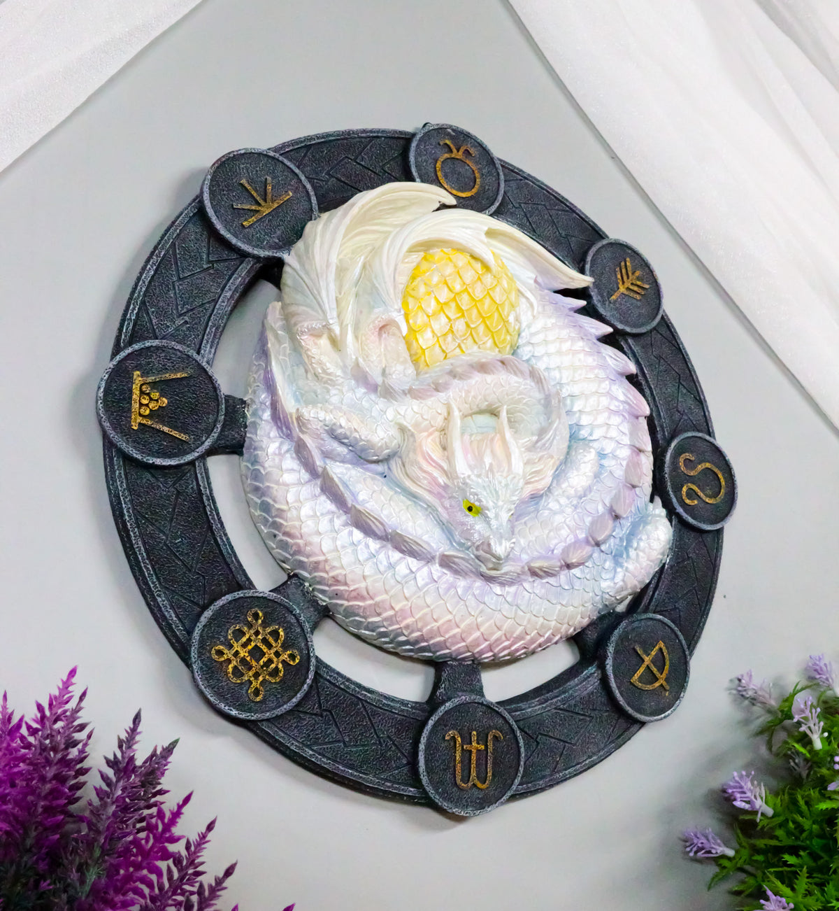 Ostara Drake Spring Equinox Wheel of The Year Sabbats Of The Dragon Wall Decor - Ebros Gift