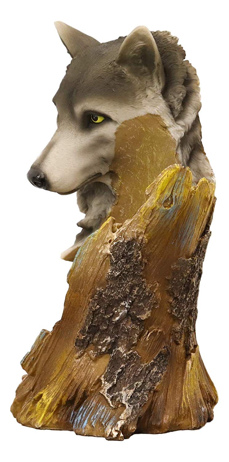 Ebros Large Rustic Woodlands Gray Wolf Wine Holder Figurine 10"H Animal Spirit Statue