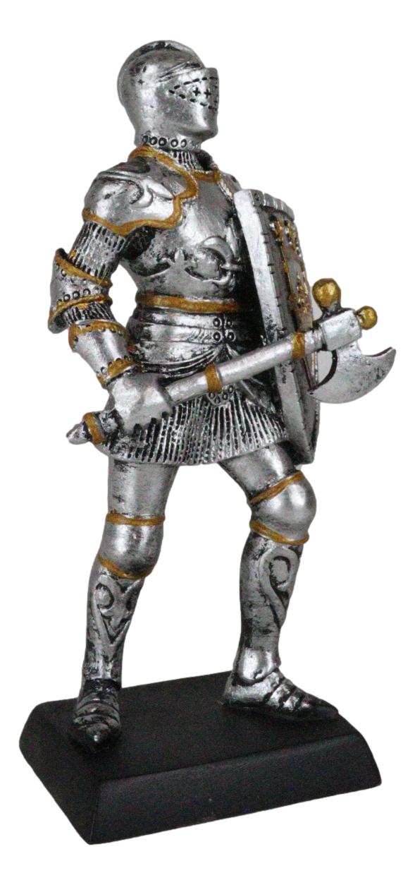 Medieval Knight Crusader Templar Sword Axe Shield Armor Mini Figurine Set  of 4 