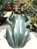 Ebros Verdi Green Bluebird Buddy Frog With Binoculars Garden Statue 13.5" Tall