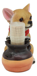 Ebros Lifelike Chihuahua With Red Scarf And Pot Decorative Toothpick Holder Statue With Toothpicks 4" Tall Starter Kit Dog Kitchen Decor Figurine Collectible